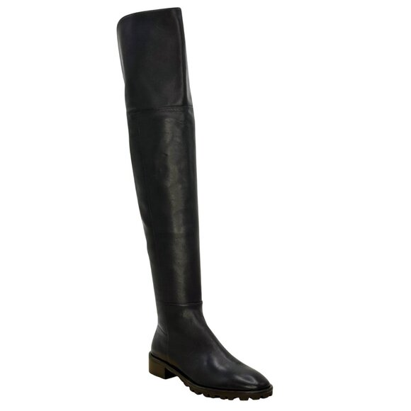 Stuart Weitzman Black Leather AMBER Over-the-Knee Boots Chunky Sole Size 5.5 NEW - Picture 1 of 12